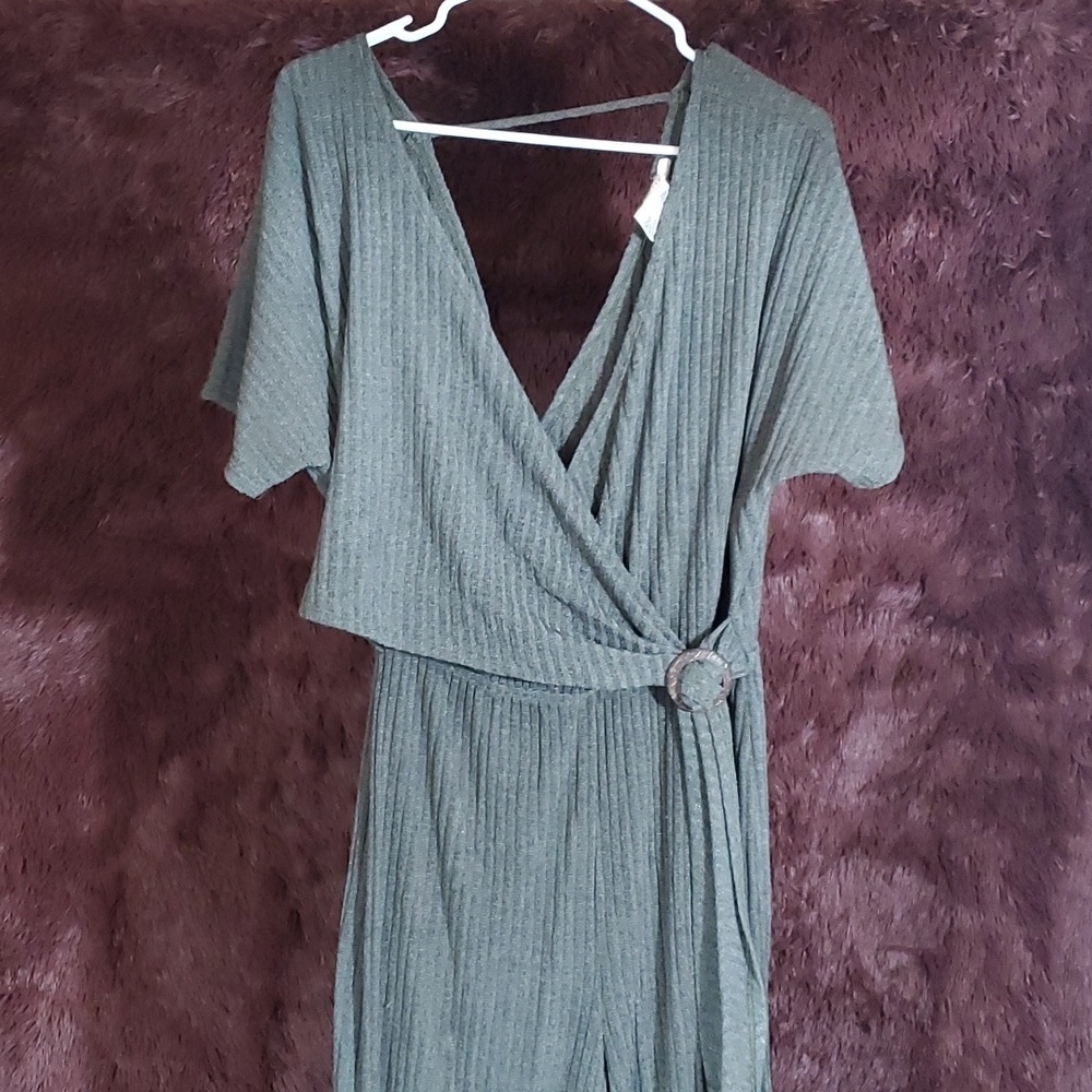 Blu Pepper Sage Wrap Style Jumpsuit